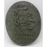 AN OVAL BRONZE WALL PLAQUE, cast anchor & cross crest, inscribed on a banner 'Costeira', below which