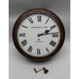 A 19TH CENTURY MAHOGANY CASED WALL MOUNTABLE TIMEPIECE bearing the legend John Moore & Sons, London,