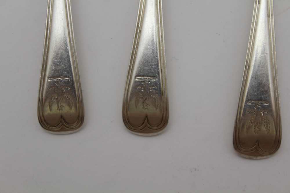 CHARLES BOYTON A set of six silver dessert spoons, engraved with a spread eagle crest, London - Image 2 of 4