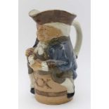A ROYAL DOULTON LAMBETH GLAZED STONEWARE XX TOBY JUG, seated upon a barrel, impressed factory