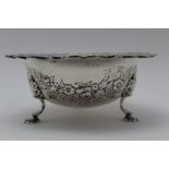 WILLIAM MARSHALL, A MID 19TH CENTURY SILVER BON-BON BOWL, fancy rim, floral embossed swags raised on