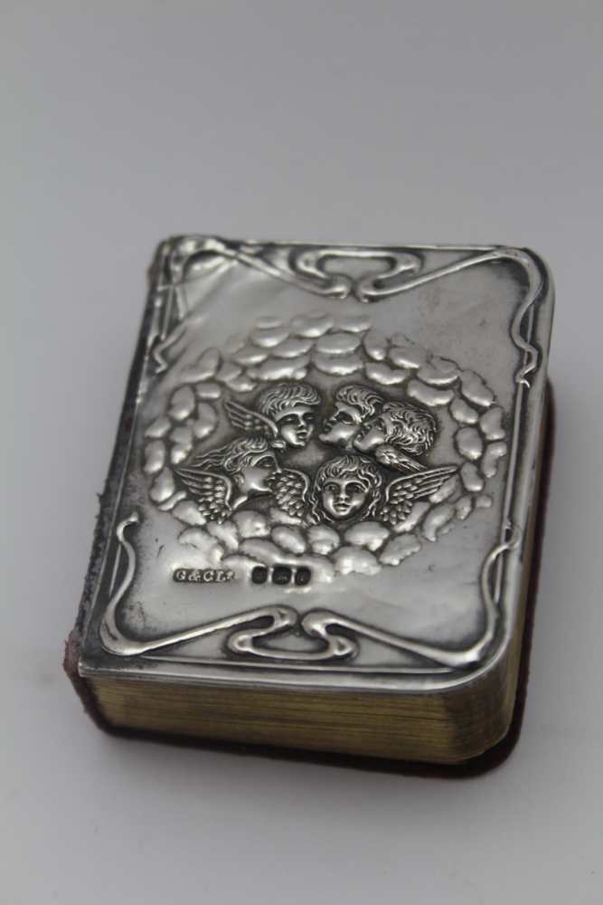 GIBSON & CO LTD, a miniature hymn book, the front mounted with an embossed silver panel, cherubs - Image 4 of 6