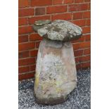 TRADITIONAL TWO PIECE STADDLE STONE, approx. 81cm high x 46 diameter