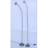 TWO BRONZED METAL SWAN NECK ADJUSTABLE READING LIGHTS, especially commissioned for The Late Felix