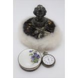 CORNELIUS DESORMEAX SAUNDERS & JAMES FRANCIS HOLLINGS SHEPHERD, A SILVER MOUNTED POWDER PUFF the