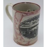 A SUNDERLAND LUSTRE COMMEMORATIVE FROG MUG, for the West view of the Wear bridge opened 1796