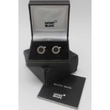 A PAIR OF MONT BLANC CARBON ROUND CUFFLINKS, in original packaging with booklet