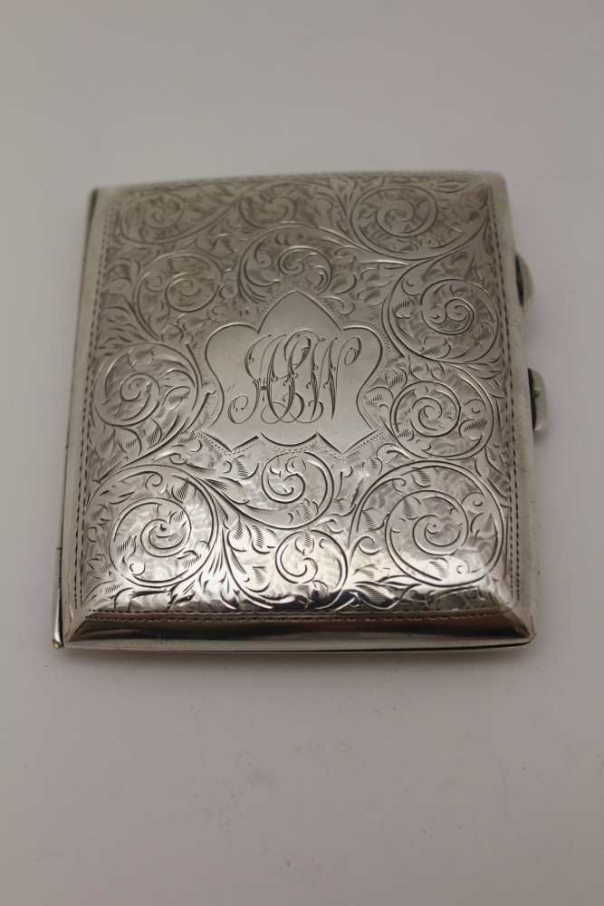 JOHN GLOSTER LTD., A SILVER CIGARETTE CASE, chased decoration, Birmingham 1911, together with a - Image 7 of 8