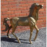 A LARGE CAST BRASS MODEL HORSE, 104cm high