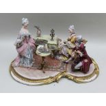 A CAPO DI MONTE PORCELAINE FIGURE GROUP 'THE RECITAL', bears crowned N & indistinct signature mark