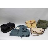 A SELECTION OF FISHING BAGS & A JACKET, the jacket being Hardy, one Hardy bag plus others