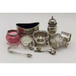 HENRY WILLIAMSON LTD. AN ELIPTICL SILVER SALT OF EDWARDIAN DESIGN, pierced form on four outswept