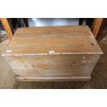 A SMALL PROBABLE 19TH CENTURY SCRUBBED PINE TOOL CHEST, with candle box interior