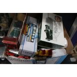 A BOX CONTAINING A SELECTION OF DIE-CAST COLLECTOR'S VEHICLES VARIOUS