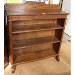 A WELL MADE REPRODUCTION OAK FINISHED SET OF OPEN FRONT SHELVES