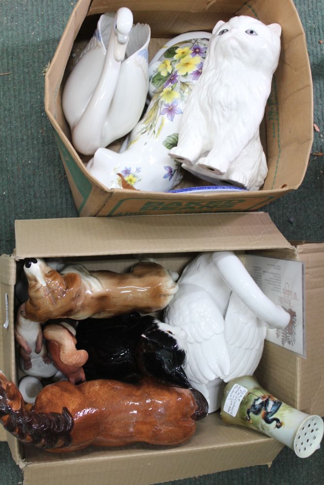 TWO SMALL BOXES CONTAINING PREDOMINANTLY MODEL ANIMALS