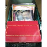 A CRATE CONTAINING 12'' RECORDS AND A BOXED SELECTION OF CRYSTAL BOWLS (crate to be returned to