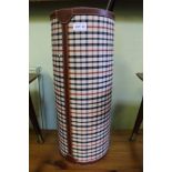 A LEATHER & CHEQUERED PATTERN CYLINDRICAL STICK STAND