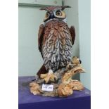 AN IMPRESSIVE CAPO DI MONTE HAND PAINTED MODEL OWL