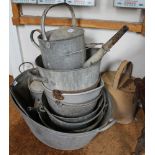 A LARGE SELECTION OF GALVANIZED BUCKETS, watering cans, etc.