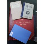 A PART LEATHER BOUND COPY OF THE CITIZENS ATLAS together with three other sundry volumes to