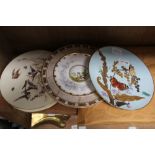 FOUR LATE 19TH / EARLY 20TH CENTURY PORCELAIN PLATES decorated with flora & fauna