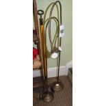 EX FELIX DENNIS TWO SPECIALLY COMMISSIONED BRONZED METAL SWAN NECK ADJUSTABLE READING LIGHTS,