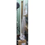 A SELECTION OF WOODEN CURTAIN POLES with accessories