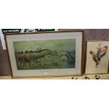 A LIMITED EDITION COLOURED PRINT OF HANGING GAME BIRDS together with a coloured print, titled 'The