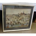A COLOURED LOWRY PRINT OF 'THE SEASIDE'
