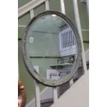 A PAINTED FRAMED OVAL BEVEL PLATE WALL MIRROR