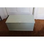 A SMALL DUCK EGG BLUE PAINTED SOFTWOOD BOX CHEST