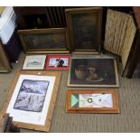 A SMALL FOLDING SCREEN and selection of decorative pictures & prints, to include original artworks