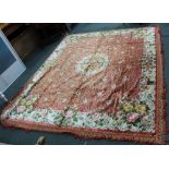 A SILK EFFECT FLORAL PATTERNED MARRIAGE BLANKET