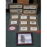 A COLLECTION OF GLAZED & FRAMED WWI SILK POSTCARDS