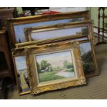 AN EXTENSIVE SELECTION OF ORIGINAL ARTWORKS the majority gilt framed canvases