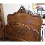 A 19TH CENTURY / EARLY 20TH CENTURY FRENCH WALNUT DOUBLE BED FRAME