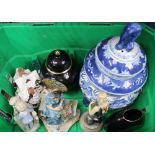 TWO CRATES CONTAINING A SELECTION OF DOMESTIC POTTERY & PORCELAIN VARIOUS