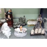 A BESWICK THELWELL PORCELAIN MODEL OF HORSE & RIDER together with a reproduction figure of the Vicar