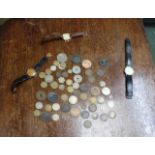 A SELECTION OF COLLECTOR'S COINAGE & GENTLEMEN'S WRISTWATCHES