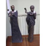 TWO MAASAI 'SOUL JOURNEY' MODELS, together with a lustre finished figurine of a female dancer