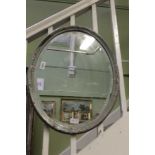 A PAINTED FRAMED OVAL BEVEL PLATE WALL MIRROR