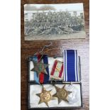 A SELECTION OF MILITARY STARS together with a domestic Police medal, a 9ct gold mounted ribbon,