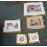 FIVE VARIOUS COLOURED WILLIAM RUSSELL FLINT PRINTS