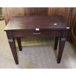 A MAHOGANY COLOURED IMPORTED HARDWOOD SIDE TABLE fitted with a single drawer