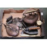 A SELECTION OF DOMESTIC METALWARES VARIOUS to include copper kettles
