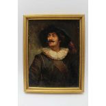 EUROPEAN SCHOOL 'Portrait of a 17th century Gentleman, wearing ruff', oil painting on board, 24cm