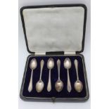 A CASED SET OF SIX BEAD EDGED SPOONS, Sheffield 1924, combined weight 48g