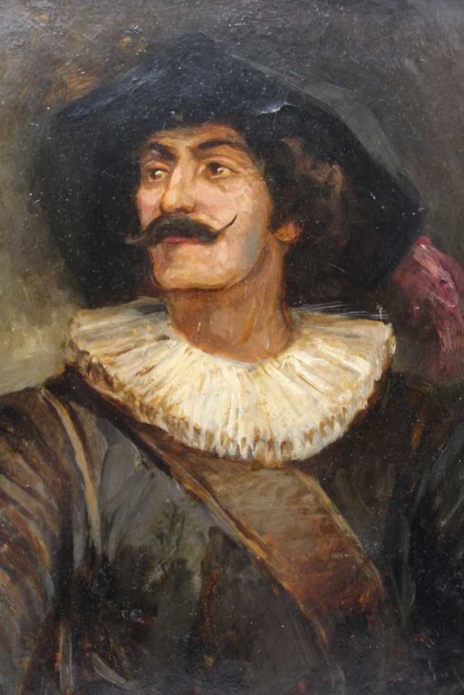 EUROPEAN SCHOOL 'Portrait of a 17th century Gentleman, wearing ruff', oil painting on board, 24cm - Image 2 of 3
