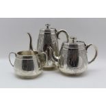 GOLDSMITH ALLIANCE LTD (Samuel Smiley), A VICTORIAN SILVER TEAPOT, COFFEE POT & SUGAR BOWL, Gothic